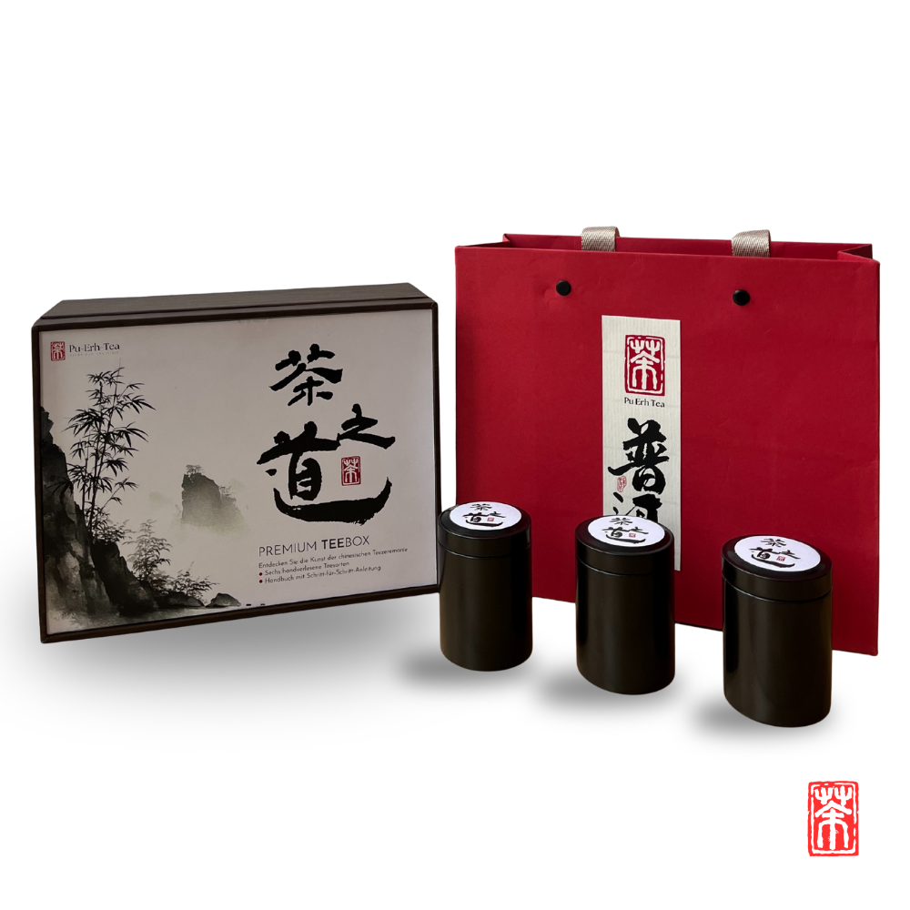 Pu Erh Series: Premium Sampler Box – Pu Erh &amp; White Silver Needle &amp; Golden Luxury Tea