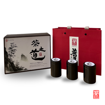 Pu Erh Series: Premium Sampler Box – Pu Erh &amp; White Silver Needle &amp; Golden Luxury Tea
